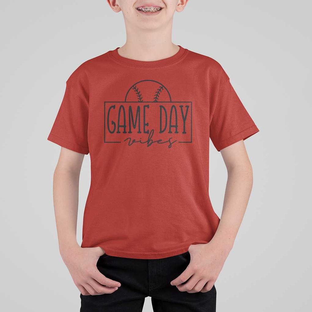 Funny Baseball T Shirt For Kid Game Day Vibes Ball Softball Player TS11 Red Print Your Wear