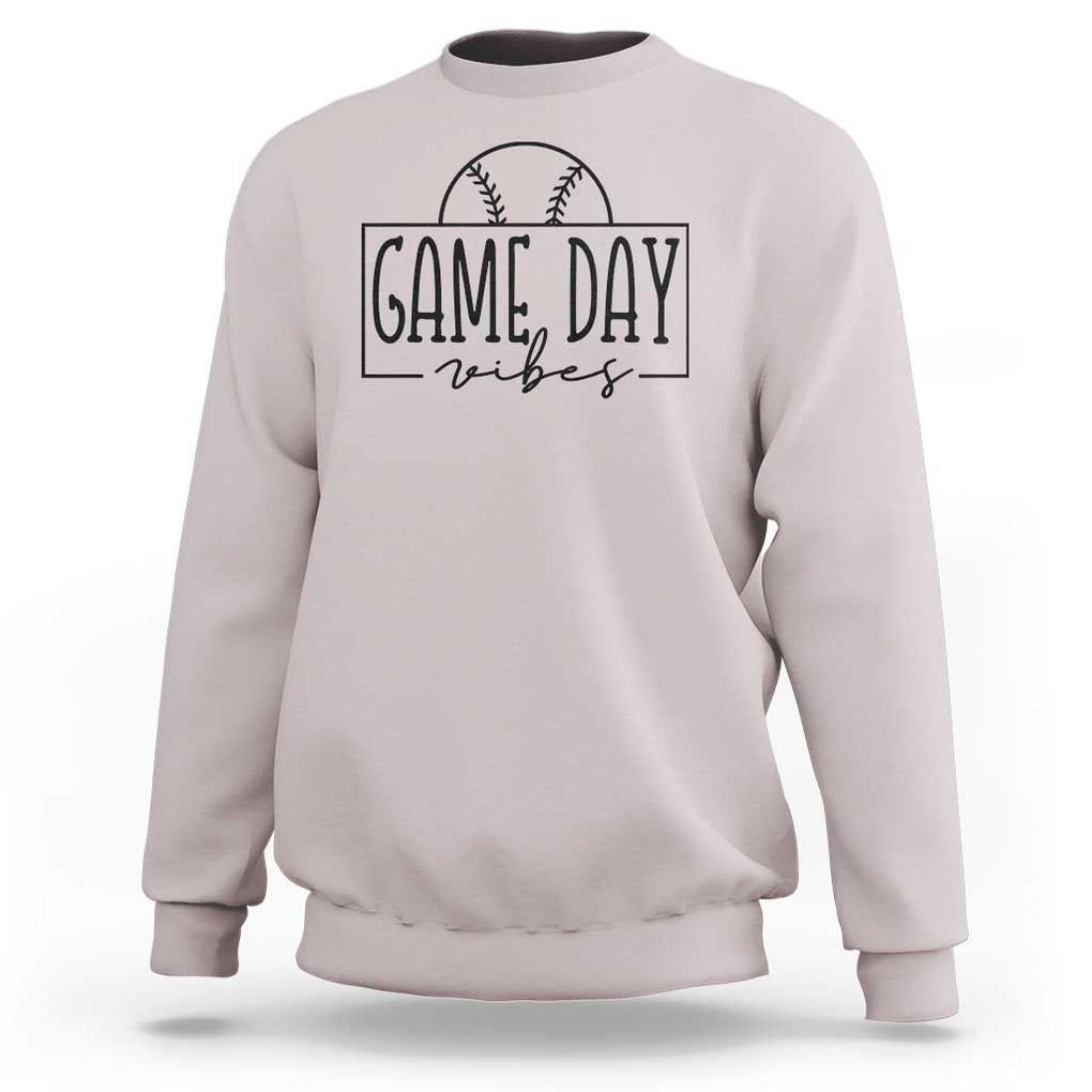 Funny Baseball Sweatshirt Game Day Vibes Ball Softball Player TS11 Ice Gray Print Your Wear