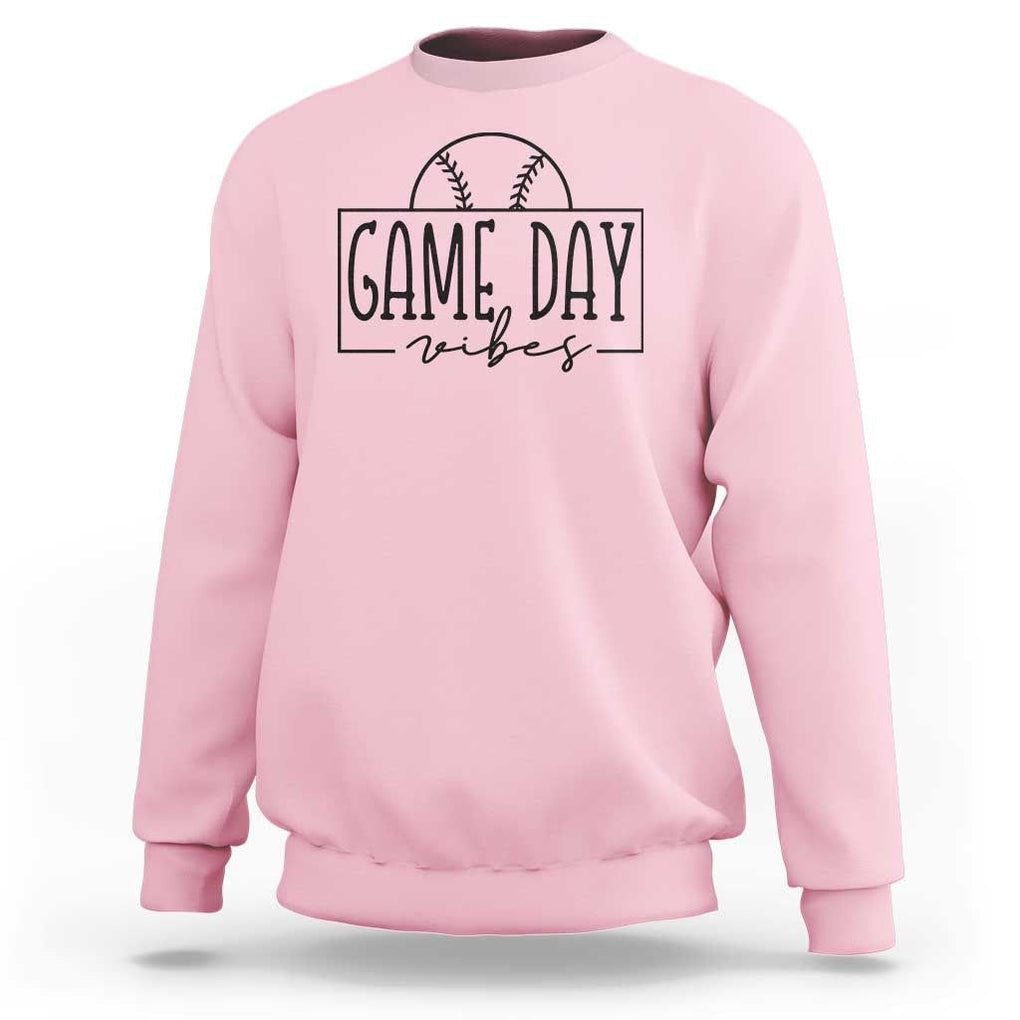 Funny Baseball Sweatshirt Game Day Vibes Ball Softball Player TS11 Light Pink Print Your Wear