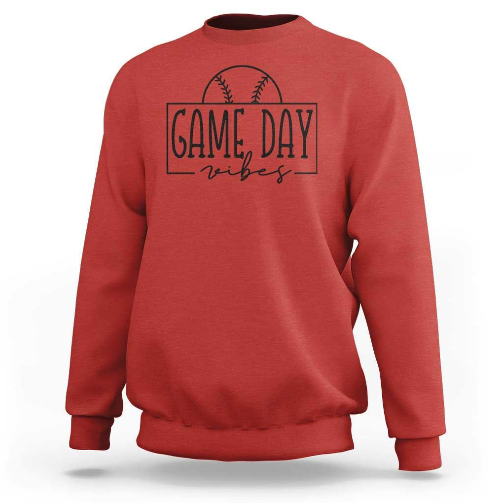 Funny Baseball Sweatshirt Game Day Vibes Ball Softball Player TS11 Red Print Your Wear