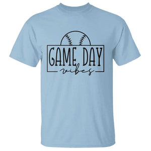 Funny Baseball T Shirt Game Day Vibes Ball Softball Player TS11 Light Blue Print Your Wear