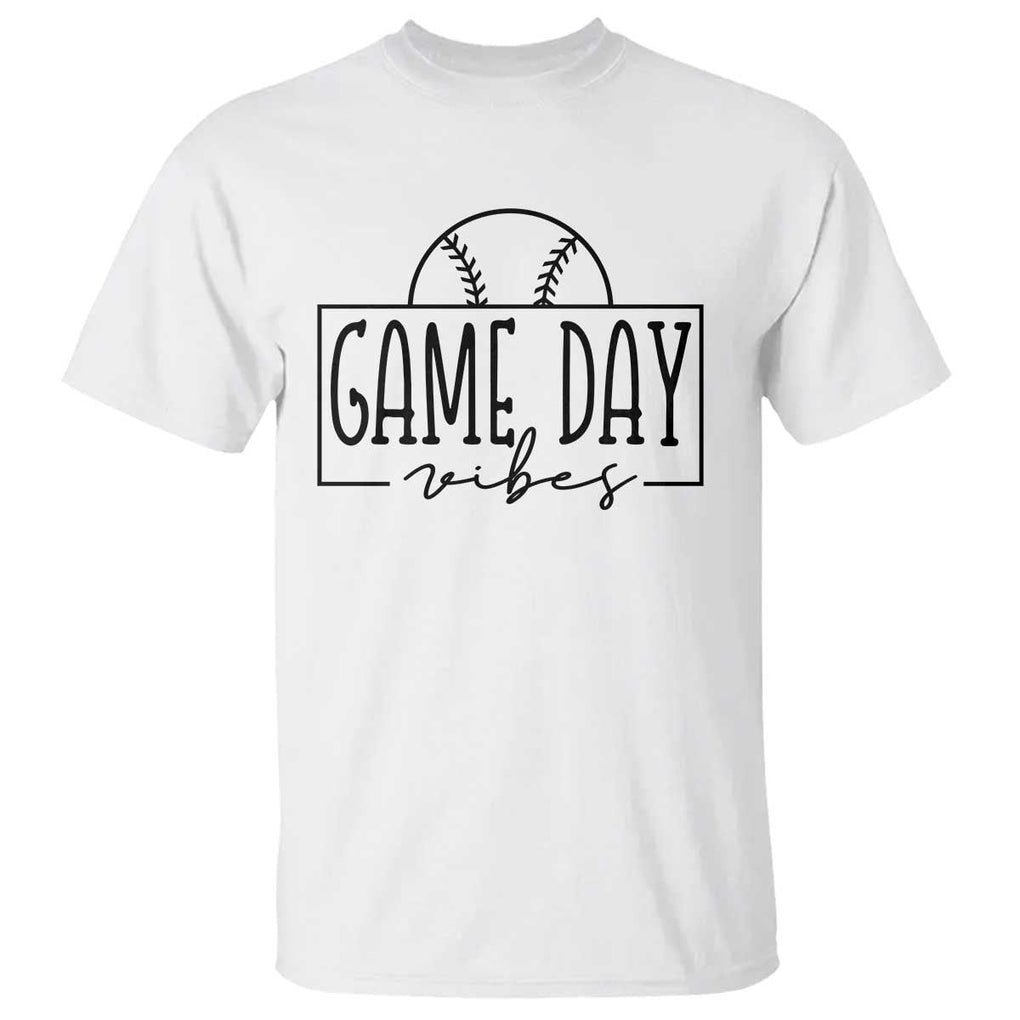 Funny Baseball T Shirt Game Day Vibes Ball Softball Player TS11 White Print Your Wear