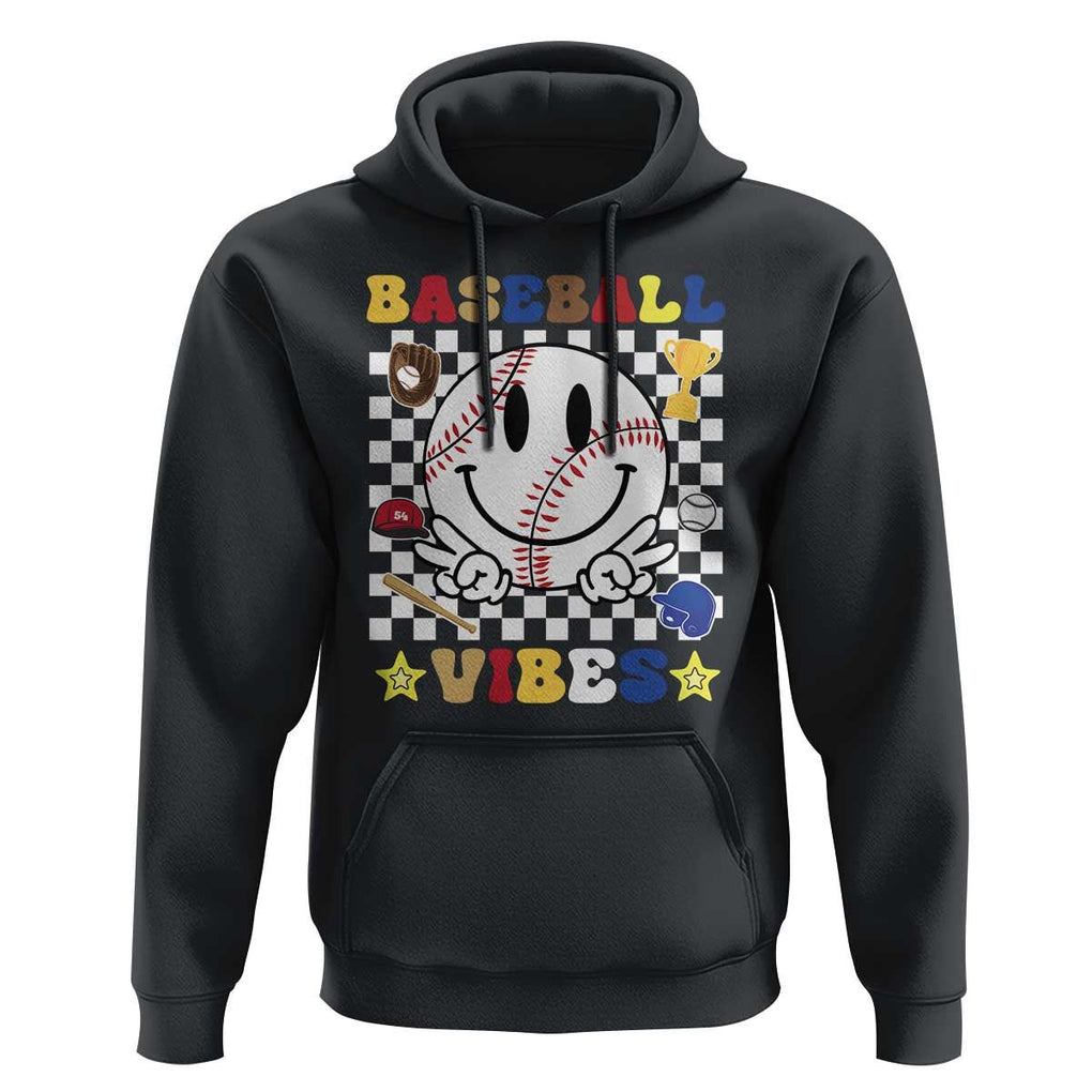 Funny Baseball Vibes Hoodie Retro Groove Green Ball TS11 Black Print Your Wear
