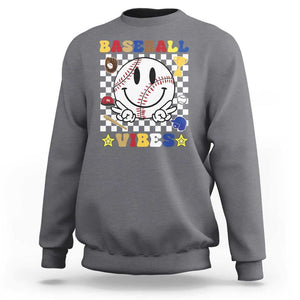 Funny Baseball Vibes Sweatshirt Retro Groove Green Ball TS11 Charcoal Print Your Wear