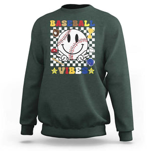 Funny Baseball Vibes Sweatshirt Retro Groove Green Ball TS11 Dark Forest Green Print Your Wear
