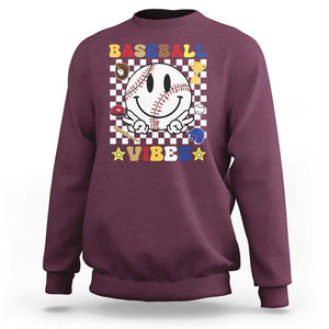 Funny Baseball Vibes Sweatshirt Retro Groove Green Ball TS11 Maroon Print Your Wear