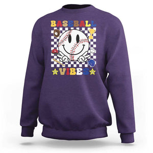 Funny Baseball Vibes Sweatshirt Retro Groove Green Ball TS11 Purple Print Your Wear