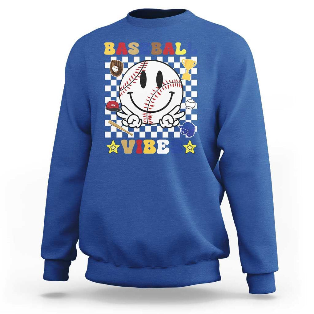 Funny Baseball Vibes Sweatshirt Retro Groove Green Ball TS11 Royal Blue Print Your Wear