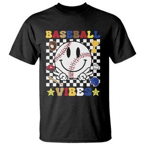 Funny Baseball Vibes T Shirt Retro Groove Green Ball Smiley Face TS11 Black Print Your Wear