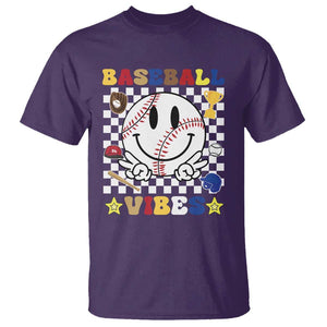 Funny Baseball Vibes T Shirt Retro Groove Green Ball Smiley Face TS11 Purple Print Your Wear