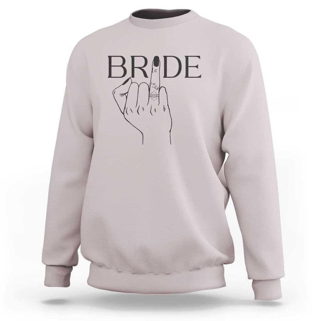 Funny Bride Sweatshirt Cute Wedding Honeymoon Finger Ring TS11 Ice Gray Print Your Wear