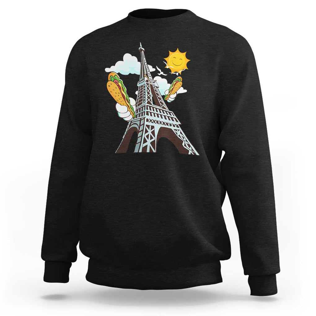 Funny French-American Heritage Month Sweatshirt Cute Hotdog Eiffel Tower TS11 Black Print Your Wear