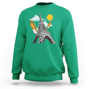 Funny French-American Heritage Month Sweatshirt Cute Hotdog Eiffel Tower TS11 Irish Green Print Your Wear