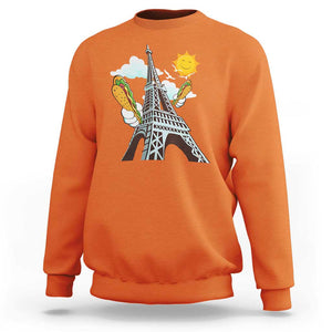 Funny French-American Heritage Month Sweatshirt Cute Hotdog Eiffel Tower TS11 Orange Print Your Wear