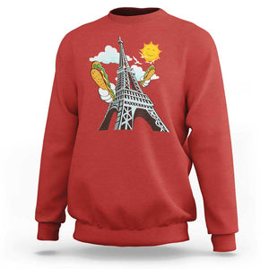 Funny French-American Heritage Month Sweatshirt Cute Hotdog Eiffel Tower TS11 Red Print Your Wear