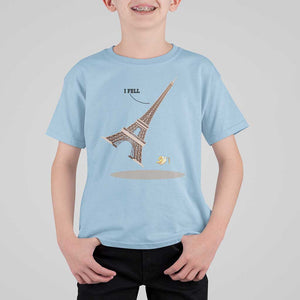 Funny Eiffel Tower T Shirt For Kid I Fell Banana Peel Fallen In Paris TS11 Light Blue Print Your Wear