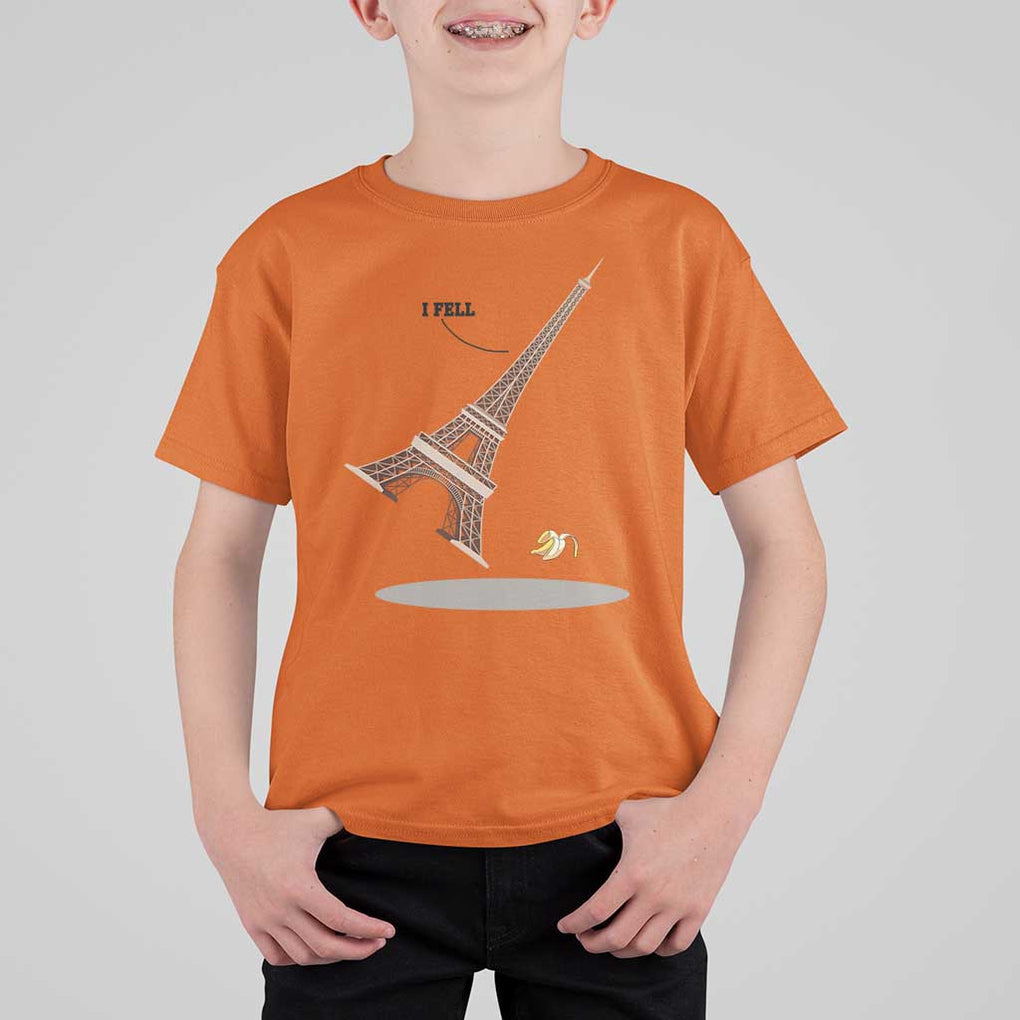 Funny Eiffel Tower T Shirt For Kid I Fell Banana Peel Fallen In Paris TS11 Orange Print Your Wear