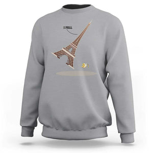 Funny Eiffel Tower Sweatshirt I Fell Banana Peel Fallen In Paris TS11 Sport Gray Print Your Wear