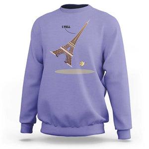 Funny Eiffel Tower Sweatshirt I Fell Banana Peel Fallen In Paris TS11 Violet Print Your Wear