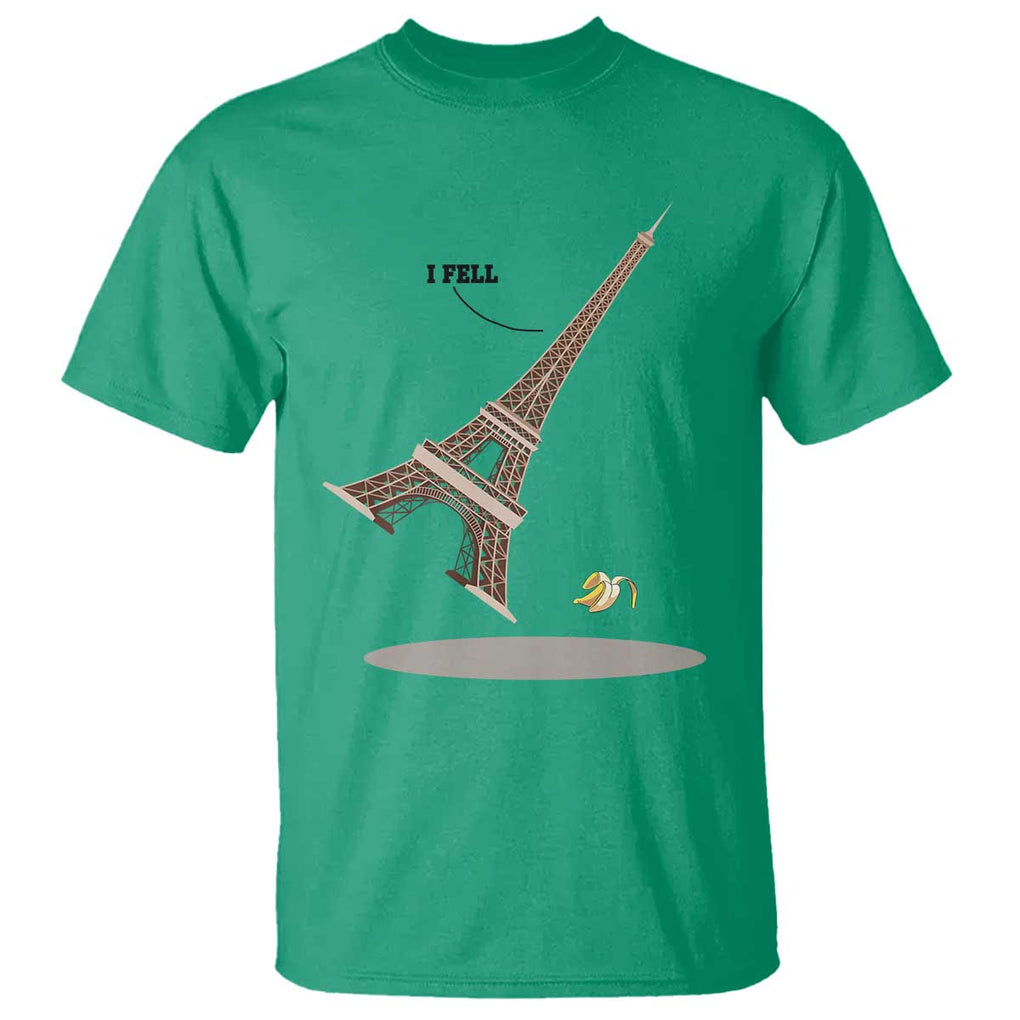 Funny Eiffel Tower T Shirt I Fell Banana Peel Fallen In Paris TS11 Irish Green Print Your Wear