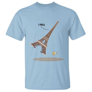 Funny Eiffel Tower T Shirt I Fell Banana Peel Fallen In Paris TS11 Light Blue Print Your Wear