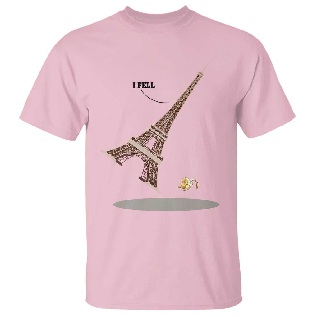 Funny Eiffel Tower T Shirt I Fell Banana Peel Fallen In Paris TS11 Light Pink Print Your Wear