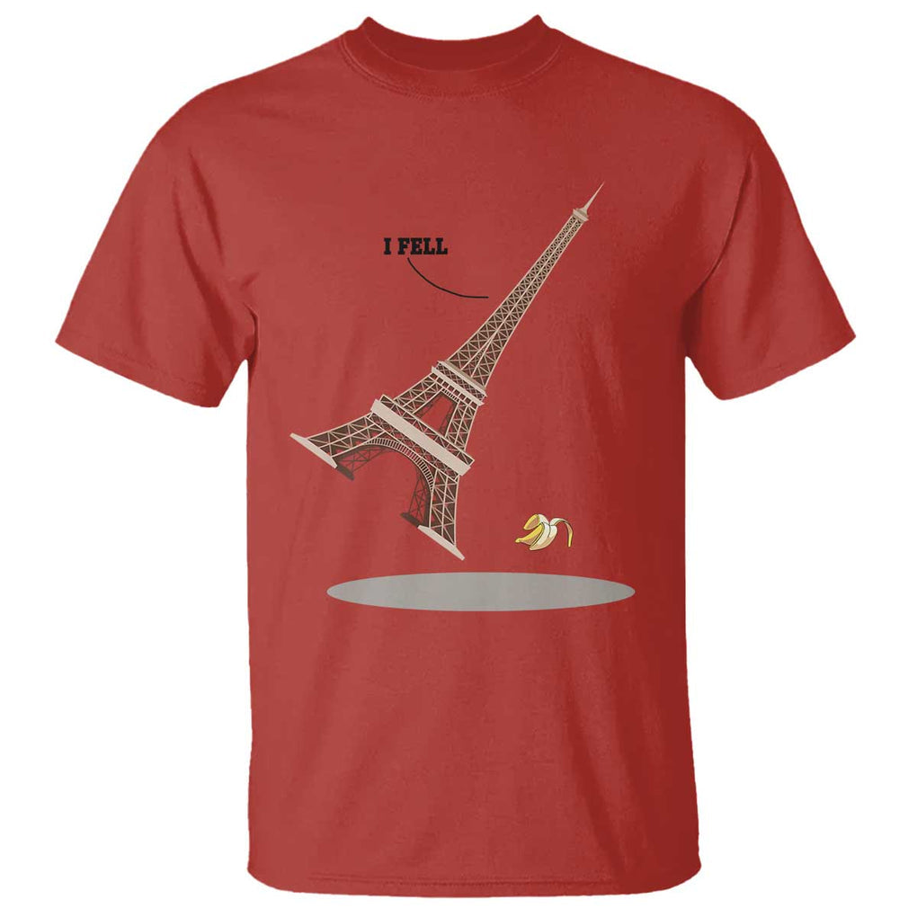 Funny Eiffel Tower T Shirt I Fell Banana Peel Fallen In Paris TS11 Red Print Your Wear