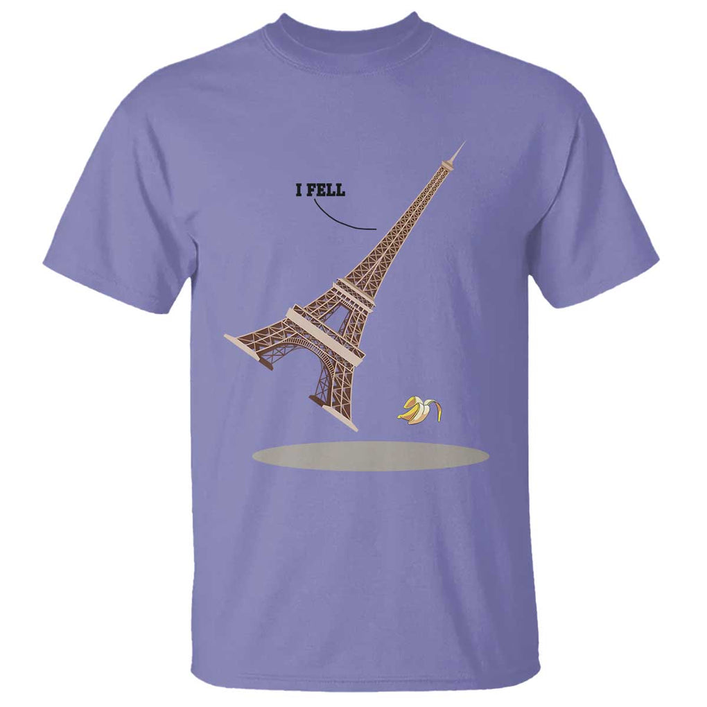 Funny Eiffel Tower T Shirt I Fell Banana Peel Fallen In Paris TS11 Violet Print Your Wear