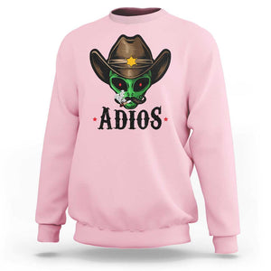 Funny Alien Cowboy Sweatshirt Adios Westen Life Country Hat TS11 Light Pink Print Your Wear