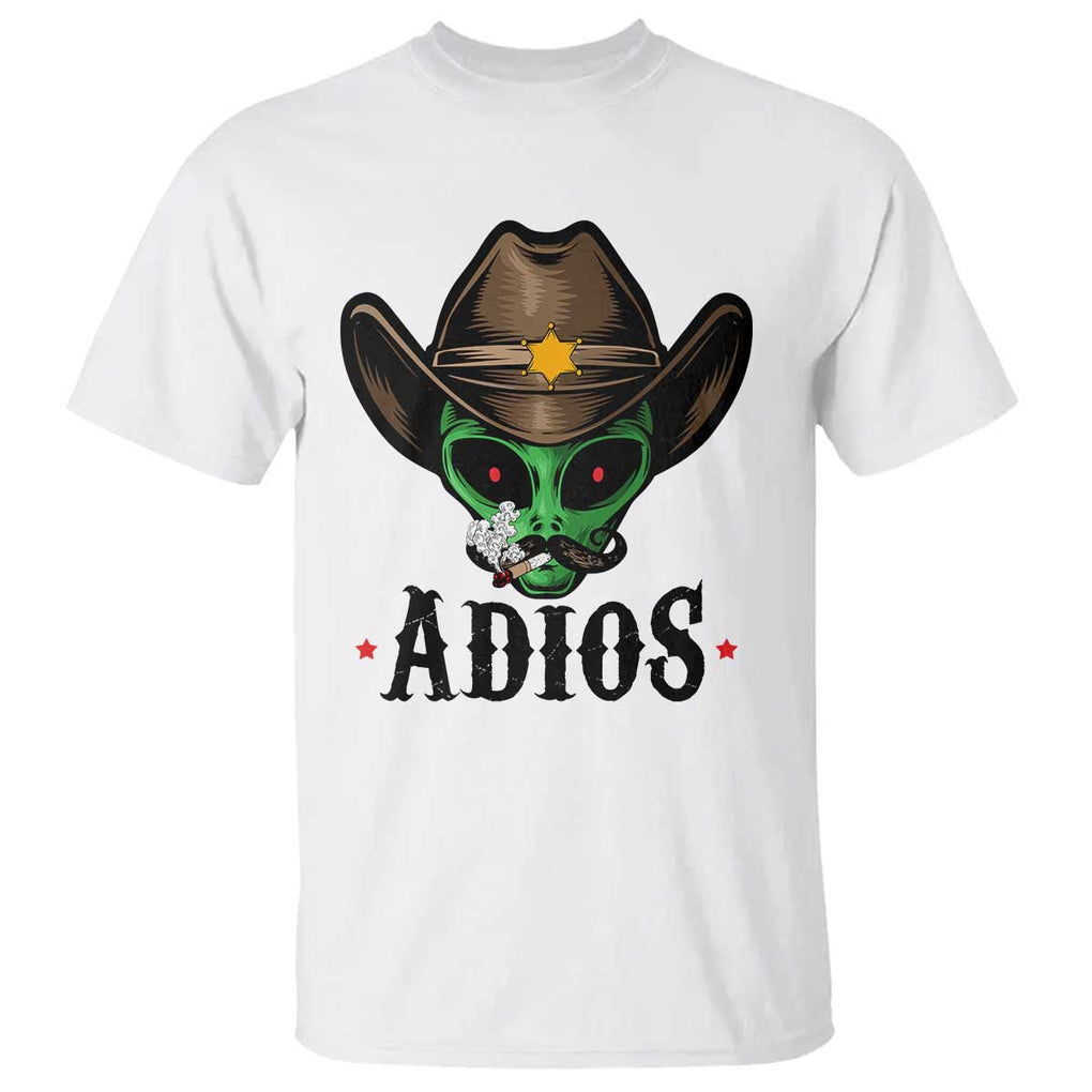 Funny Alien Cowboy T Shirt Adios Westen Life Country Hat TS11 White Print Your Wear