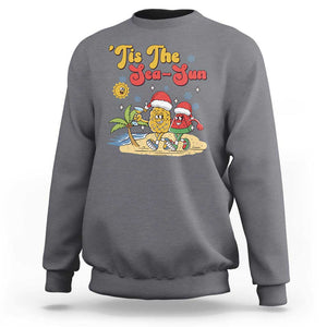 Funny Christmas In July Sweatshirt Tis The Sea Sun Retro Tropical Pineapple Watermelon TS11 Charcoal Print Your Wear