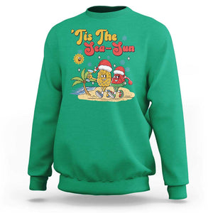 Funny Christmas In July Sweatshirt Tis The Sea Sun Retro Tropical Pineapple Watermelon TS11 Irish Green Print Your Wear