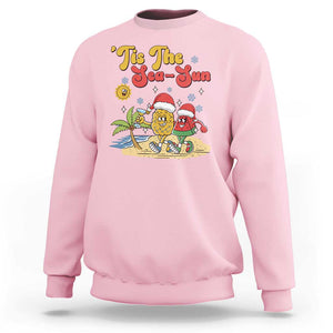 Funny Christmas In July Sweatshirt Tis The Sea Sun Retro Tropical Pineapple Watermelon TS11 Light Pink Print Your Wear