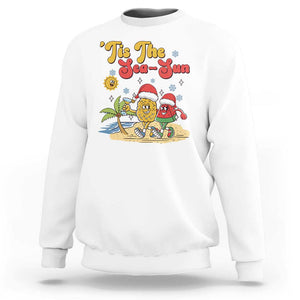 Funny Christmas In July Sweatshirt Tis The Sea Sun Retro Tropical Pineapple Watermelon TS11 White Print Your Wear