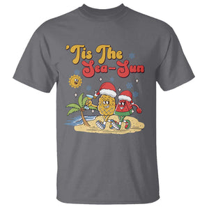 Funny Christmas In July T Shirt Tis The Sea Sun Retro Tropical Pineapple Watermelon TS11 Charcoal Print Your Wear