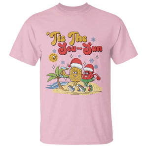 Funny Christmas In July T Shirt Tis The Sea Sun Retro Tropical Pineapple Watermelon TS11 Light Pink Print Your Wear