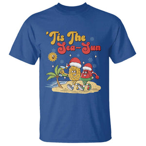 Funny Christmas In July T Shirt Tis The Sea Sun Retro Tropical Pineapple Watermelon TS11 Royal Blue Print Your Wear