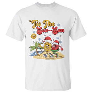 Funny Christmas In July T Shirt Tis The Sea Sun Retro Tropical Pineapple Watermelon TS11 White Print Your Wear