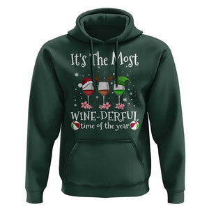 Funny Christmas In July Hoodie It's The Most Winederful Time Of The Year Wine Glasses Flower TS11 Dark Forest Green Print Your Wear