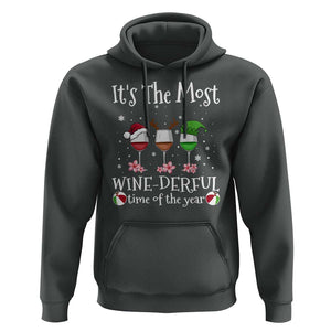 Funny Christmas In July Hoodie It's The Most Winederful Time Of The Year Wine Glasses Flower TS11 Dark Heather Print Your Wear