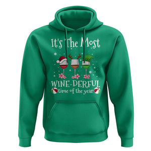 Funny Christmas In July Hoodie It's The Most Winederful Time Of The Year Wine Glasses Flower TS11 Irish Green Print Your Wear