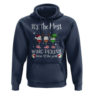 Funny Christmas In July Hoodie It's The Most Winederful Time Of The Year Wine Glasses Flower TS11 Navy Print Your Wear