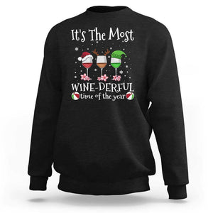 Funny Christmas In July Sweatshirt It's The Most Winederful Time Of The Year Wine Glasses Flower TS11 Black Print Your Wear