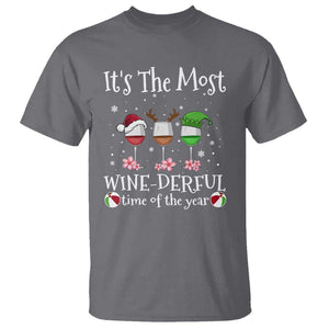 Funny Christmas In July T Shirt It's The Most Winederful Time Of The Year Wine Glasses Flower TS11 Charcoal Print Your Wear