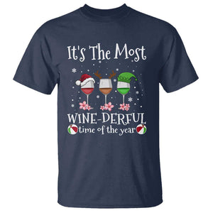 Funny Christmas In July T Shirt It's The Most Winederful Time Of The Year Wine Glasses Flower TS11 Navy Print Your Wear