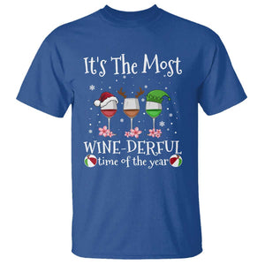 Funny Christmas In July T Shirt It's The Most Winederful Time Of The Year Wine Glasses Flower TS11 Royal Blue Print Your Wear