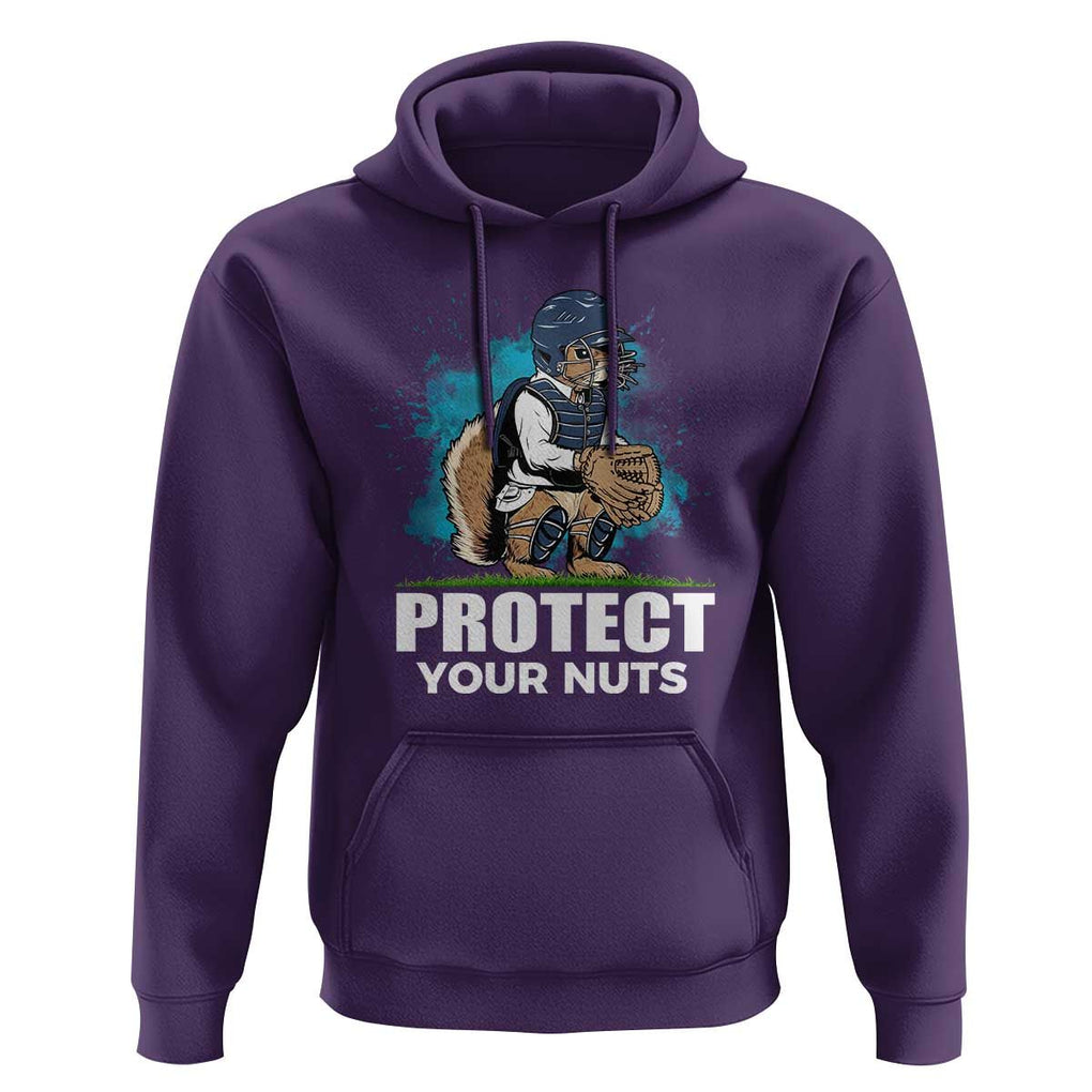 Funny Baseball Squirrel Hoodie Protect Your Nuts Catcher TS11 Purple Print Your Wear