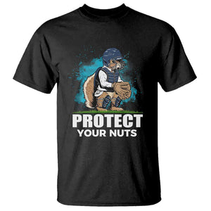 Funny Baseball Squirrel T Shirt Protect Your Nuts Catcher TS11 Black Print Your Wear