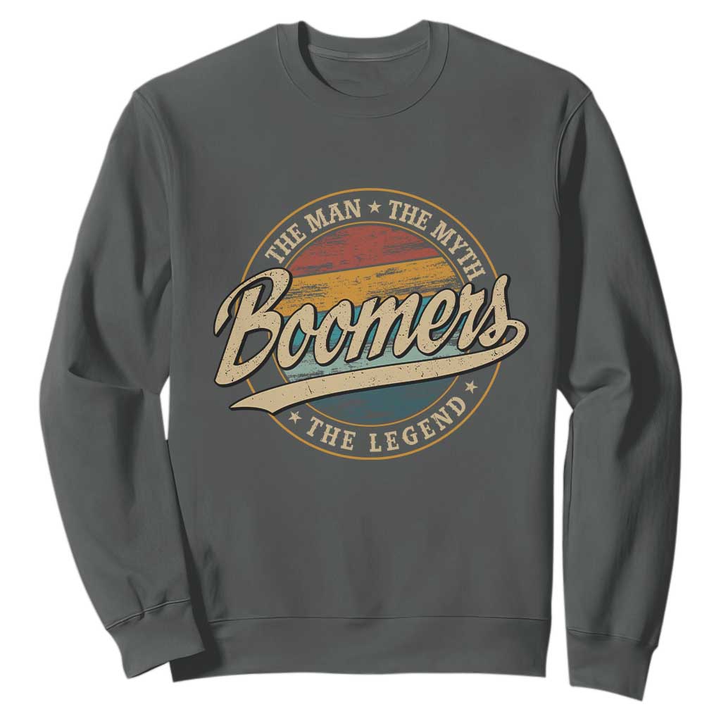 Boomers The Man The Myth The Legend Sweatshirt Retro Baby Boomers Generation TS11 Dark Heather Print Your Wear