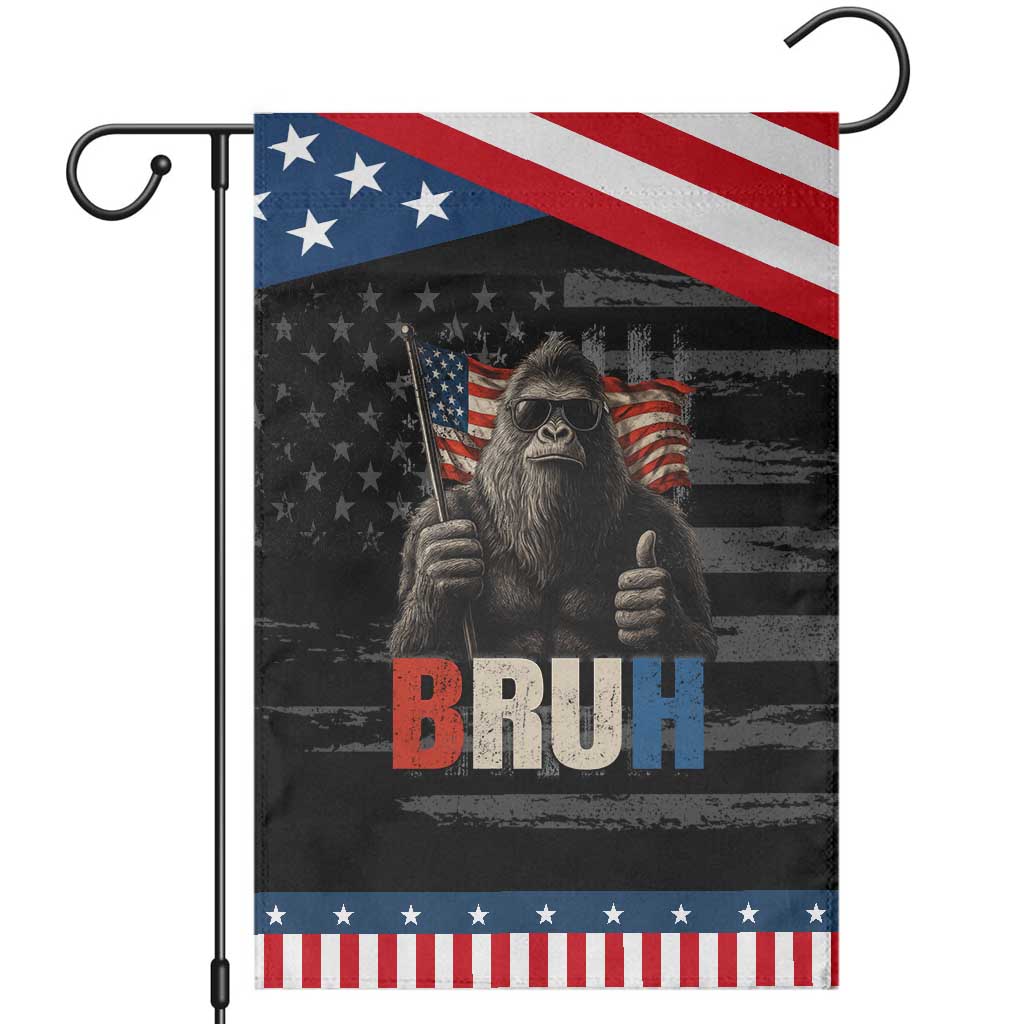 Funny 4th Of July Bigfoot Bruh Garden Flag Patriotic Sasquatch American US Flag TS11 Distressed Black Blue Print Your Wear